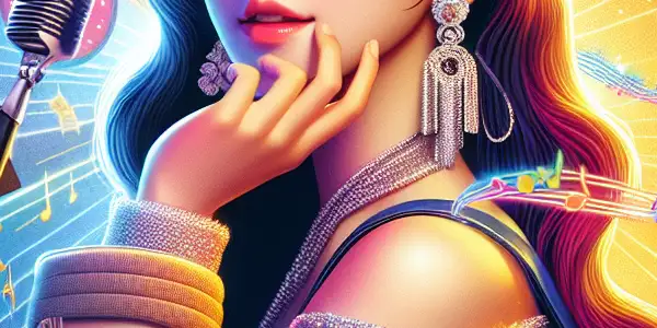 Vibrant movie poster featuring Hong Jin-young, blending music and acting elements in a lively, colorful scene.