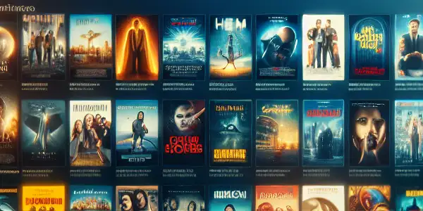 A cozy living room featuring a computer screen displaying a movie streaming platform with popular film posters.